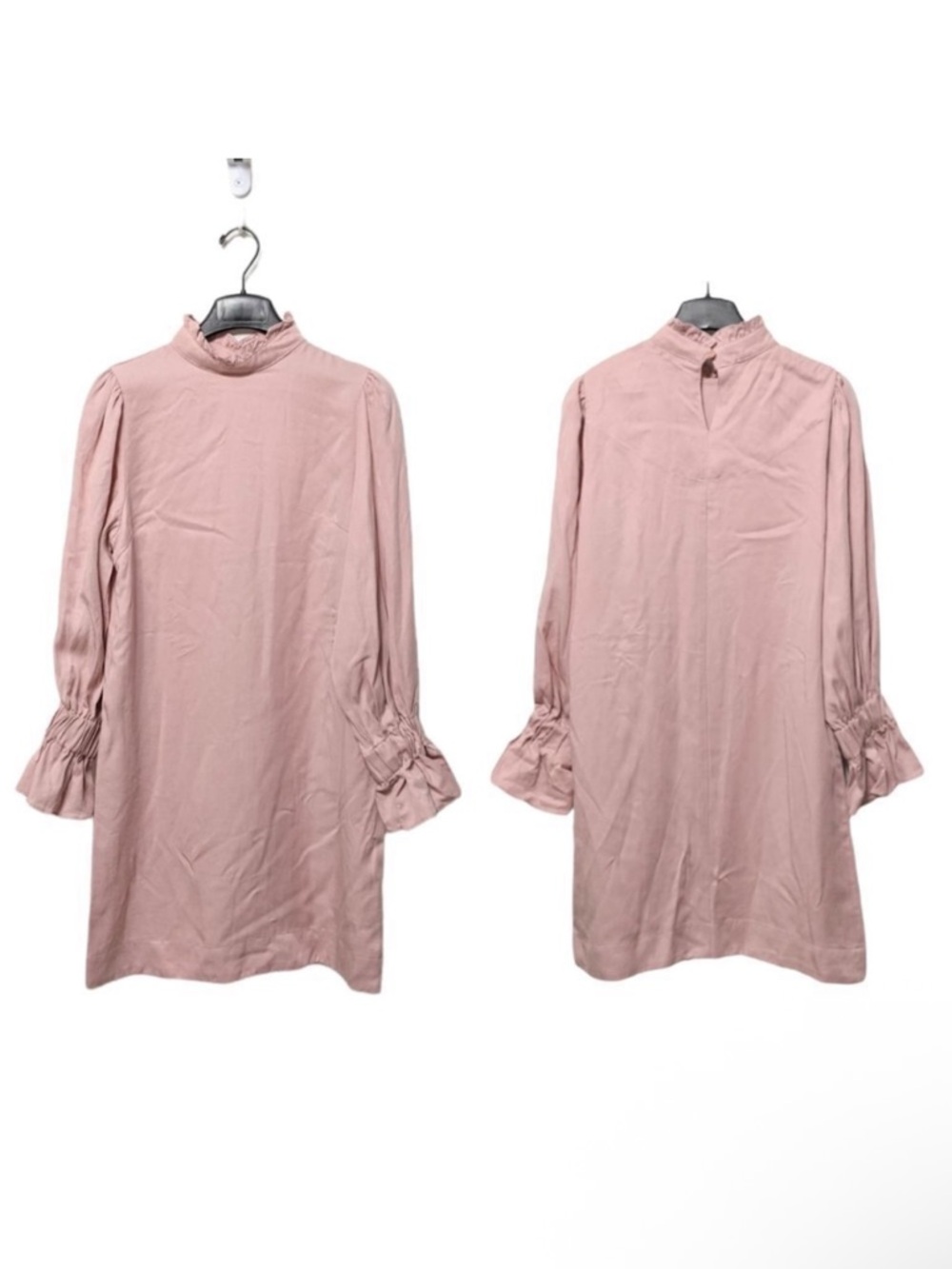 NWT JUNIE Lyocell Ruffle Neck Sleeve Dress S
